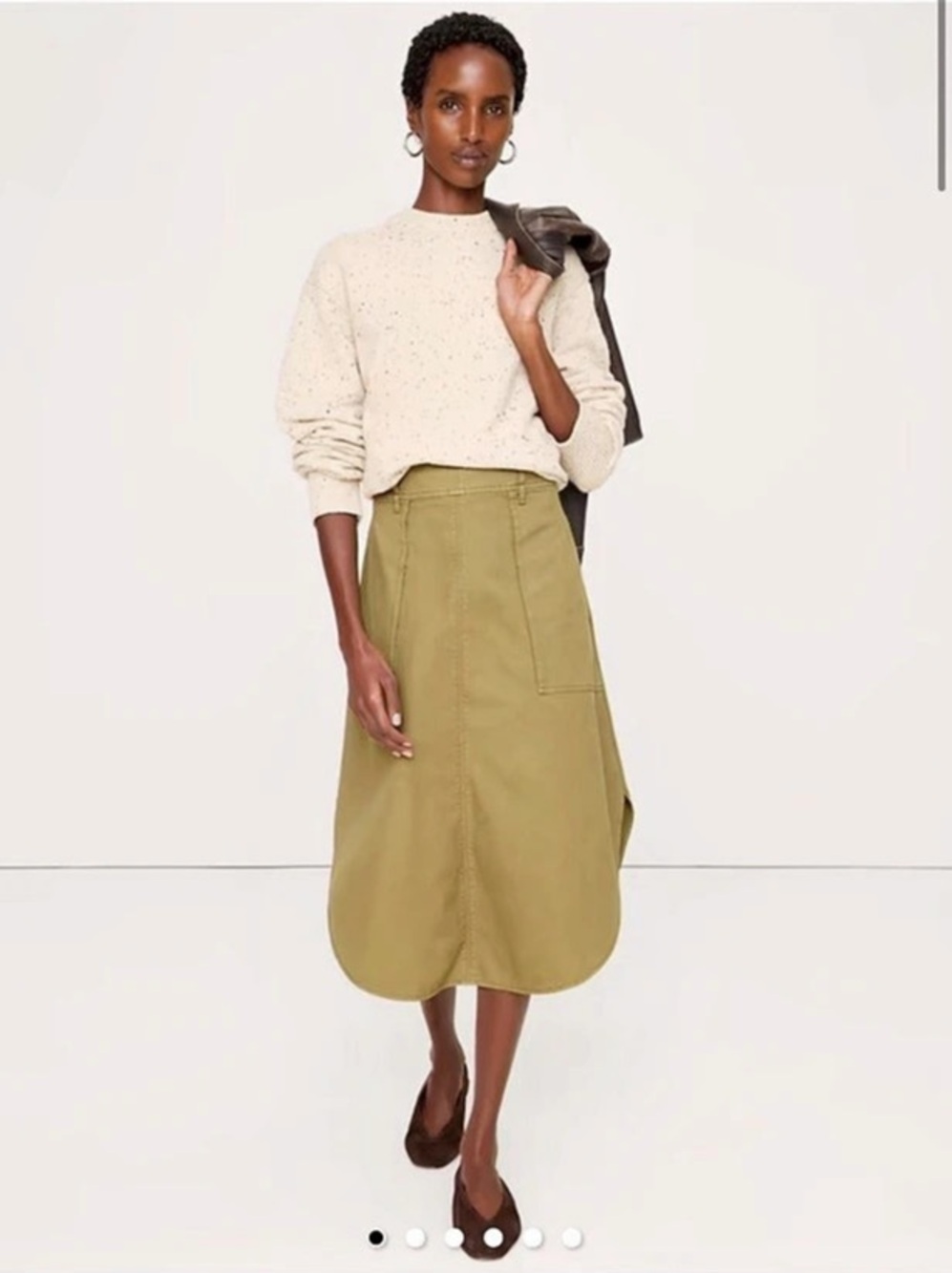 Banana Republic Cotton Canvas Utility Midi Skirt Green